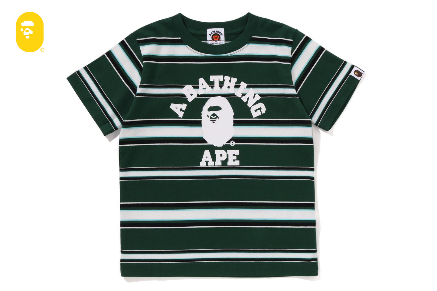 BAPE 大學條紋短袖T恤