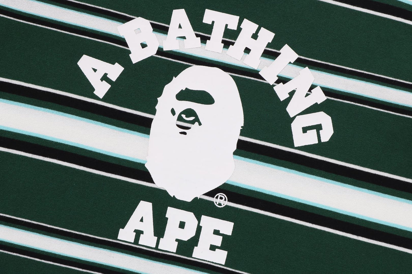 BAPE 大學條紋短袖T恤