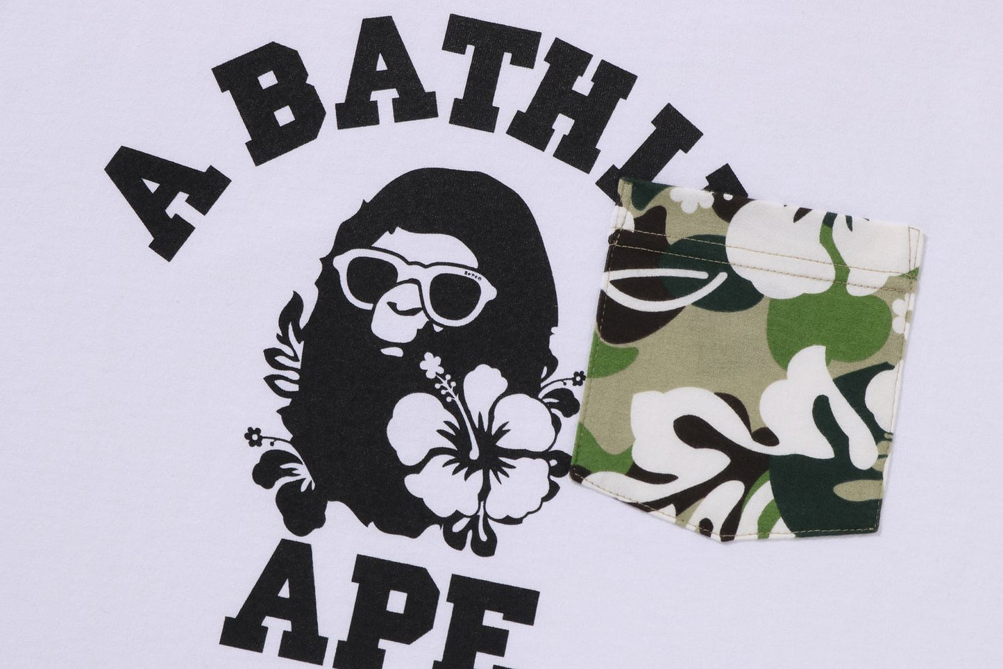 BAPE ABC RESORT CAMO POCKET COLLEGE TEE