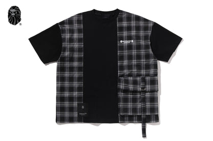BAPE 黑色格紋拼接T恤