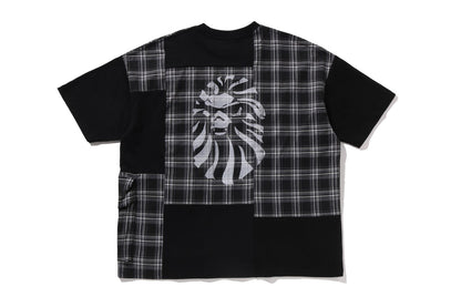 BAPE 黑色格紋拼接T恤