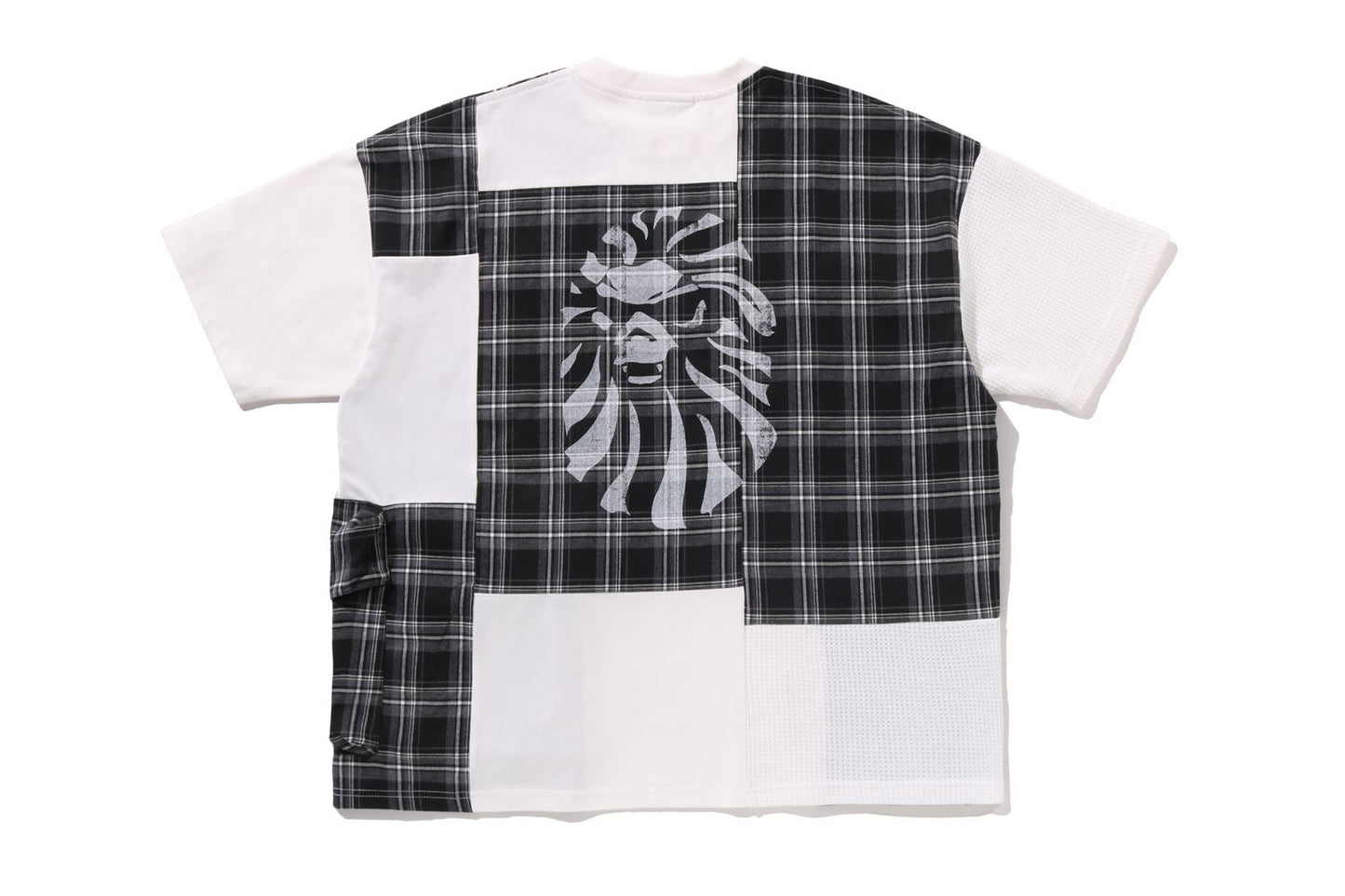 BAPE 黑色格紋拼接T恤