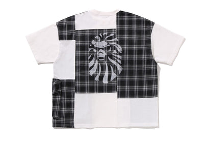 BAPE 黑色格紋拼接T恤