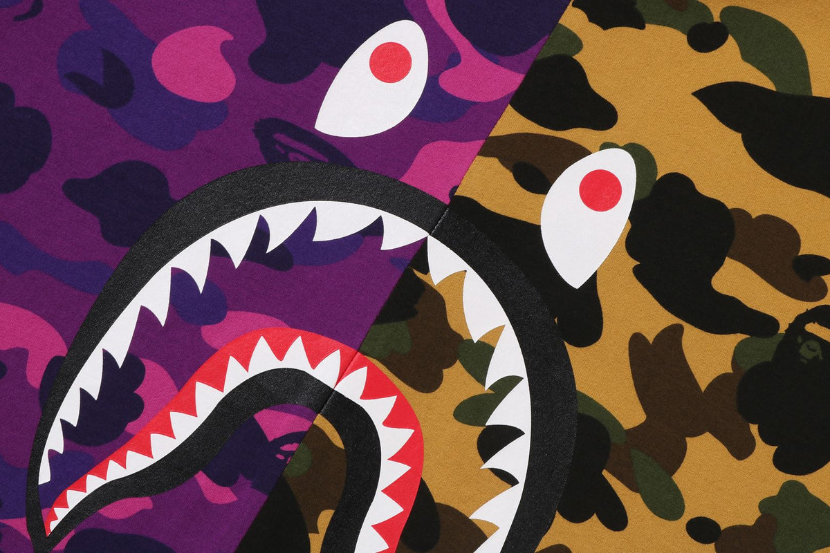 BAPE SPLIT CAMO SHARK TEE