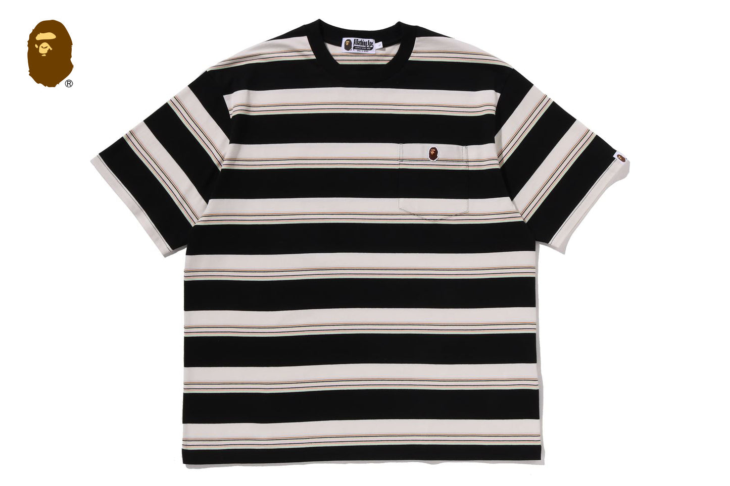BAPE STRIPE ONE POINT RELAXED FIT POCKET TEE