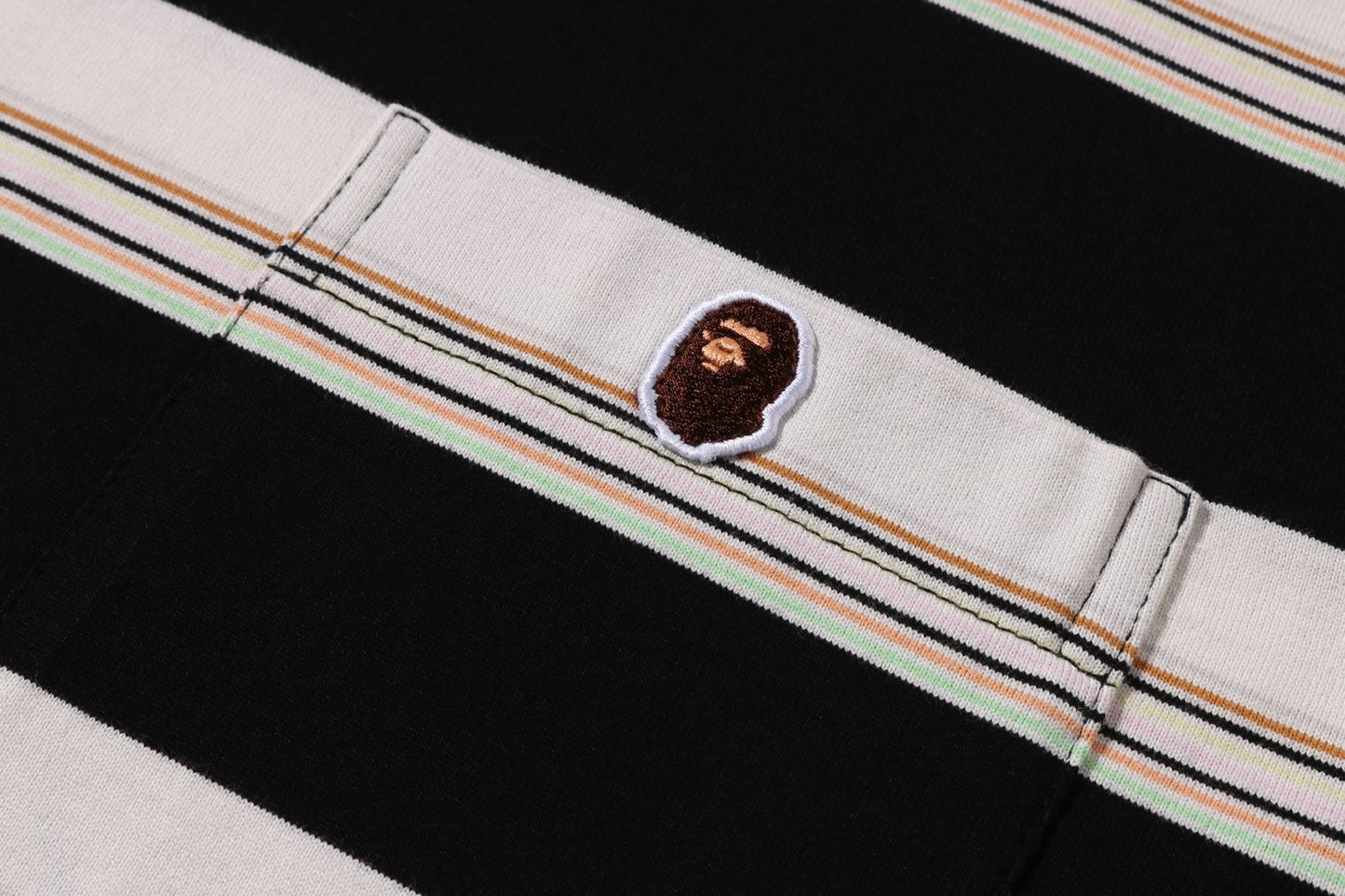 BAPE STRIPE ONE POINT RELAXED FIT POCKET TEE