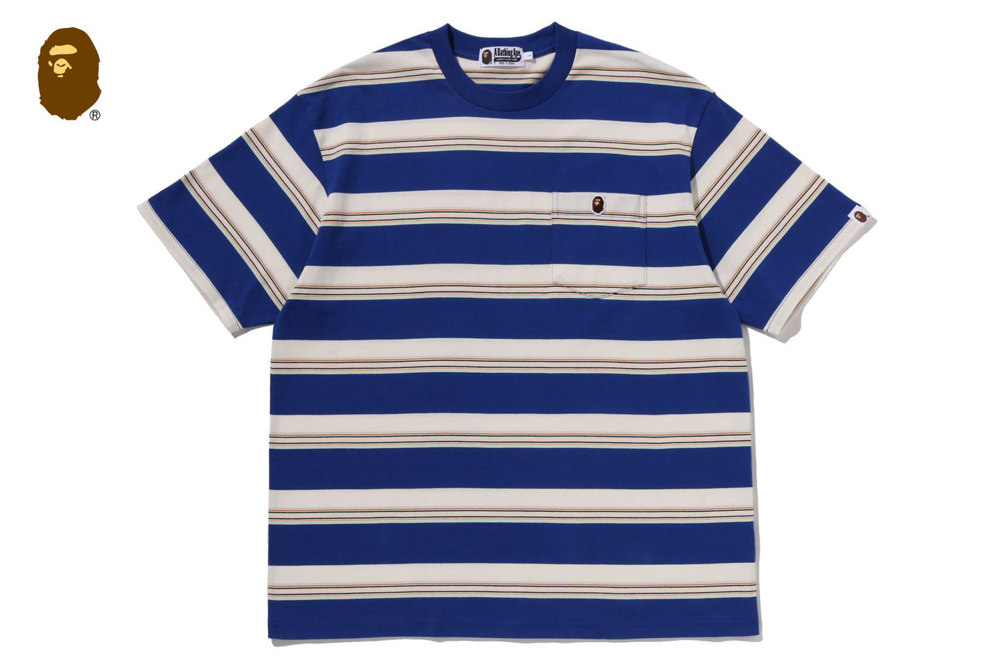 BAPE STRIPE ONE POINT RELAXED FIT POCKET TEE