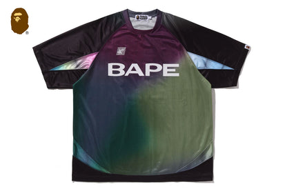 BAPE TIE DYE STA STRIPE PATTERN RELAXED FIT FOOTBALL JERSEY TEE