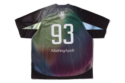 BAPE TIE DYE STA STRIPE圖案寬鬆版足球球衣T恤