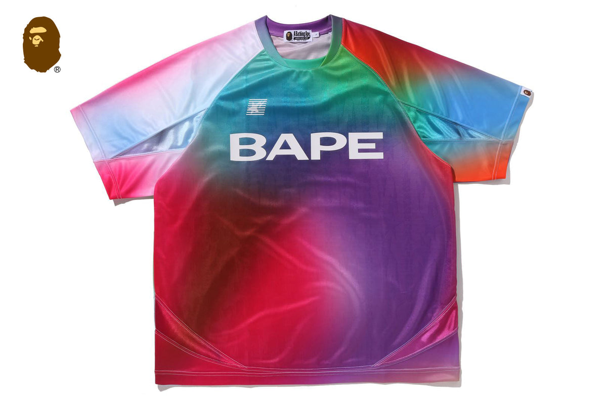 BAPE TIE DYE STA STRIPE圖案寬鬆版足球球衣T恤