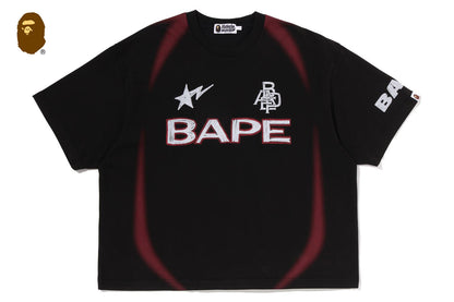 BAPE HEAVY WASH HAND DRAW FOOTBALL MULTI LOGO RELAXED FIT TEE