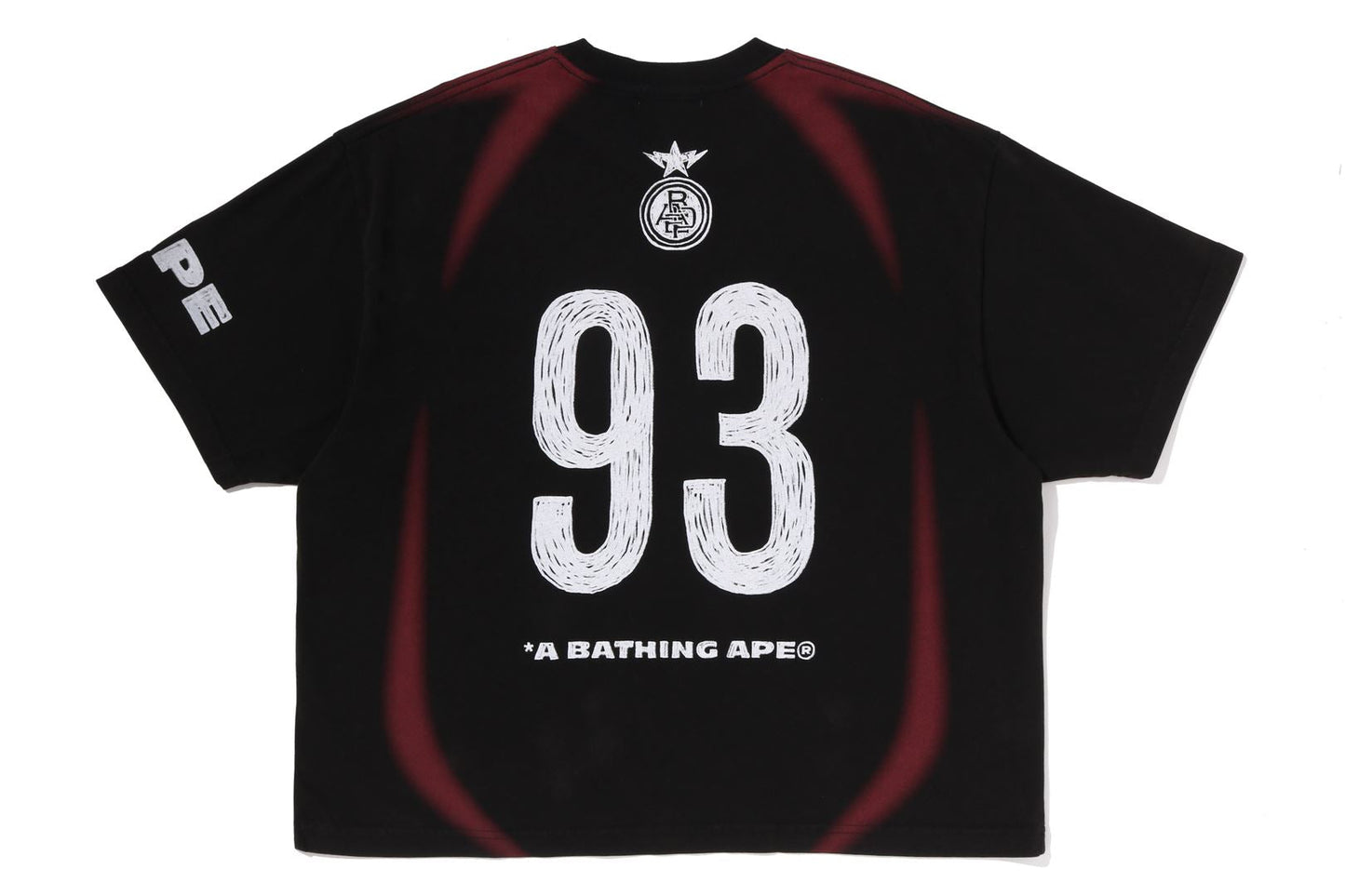 BAPE HEAVY WASH HAND DRAW FOOTBALL MULTI LOGO RELAXED FIT TEE