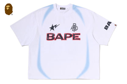 BAPE HEAVY WASH HAND DRAW FOOTBALL MULTI LOGO RELAXED FIT TEE