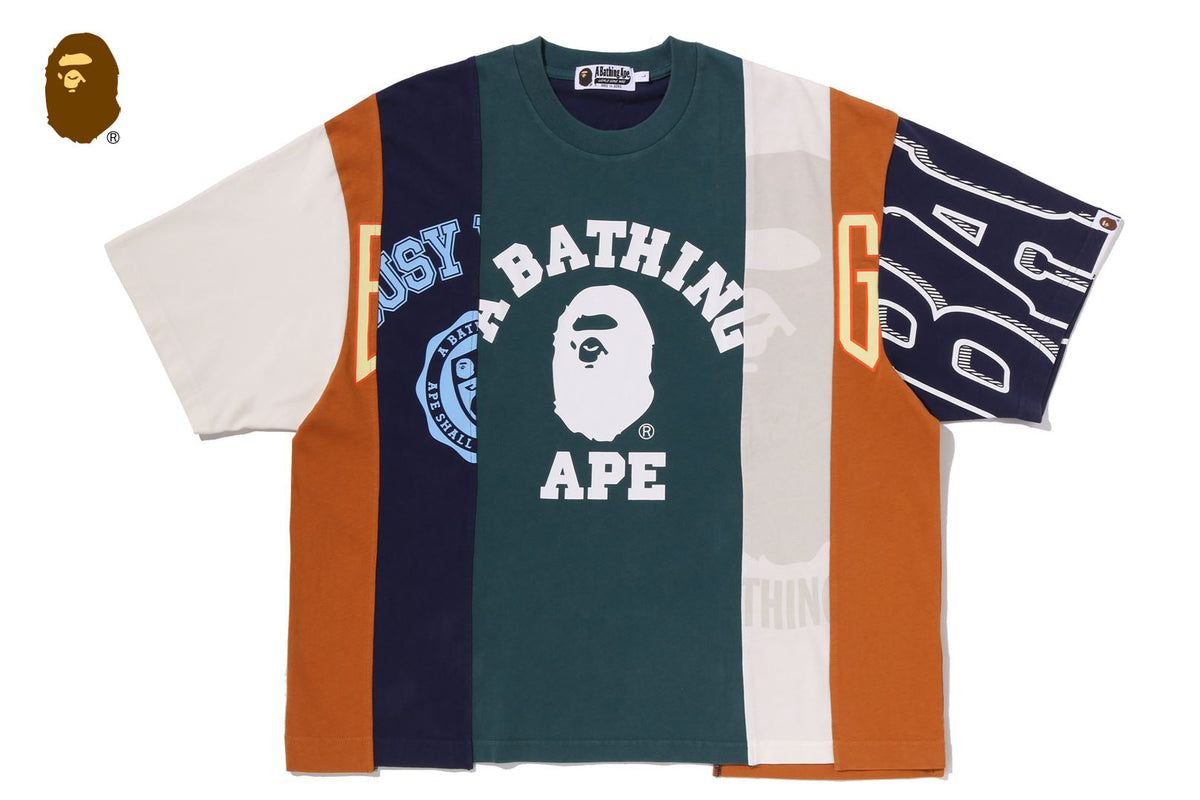 BAPE UPYCLED MULTI LOGO CROPPED FIT TEE