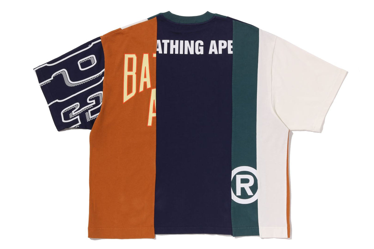 BAPE UPYCLED MULTI LOGO CROPPED FIT TEE