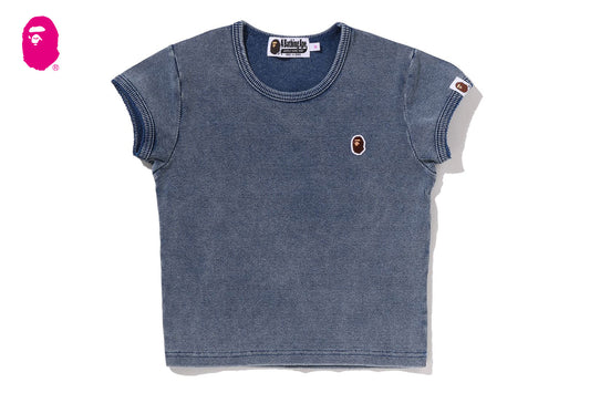BAPE APE HEAD ONE POINT INDIGO CROPPED TEE