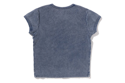 BAPE APE HEAD ONE POINT INDIGO CROPPED TEE