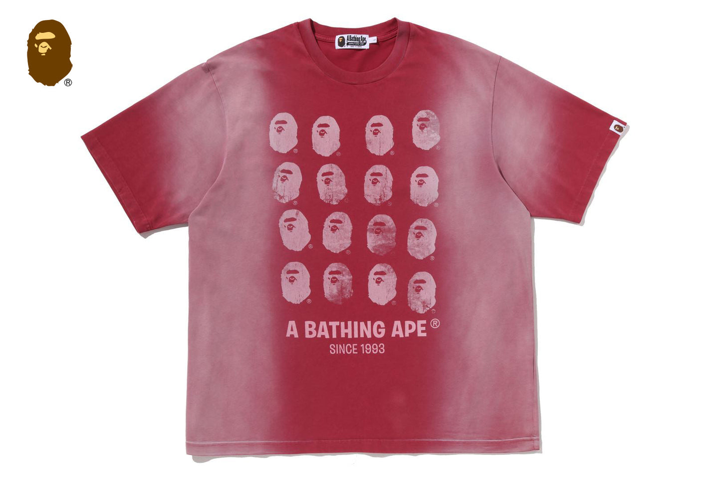 BAPE BLEECHED MULTI APE HEAD LOGO 寬鬆版短袖T恤