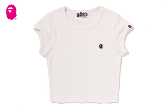 BAPE STA PATTERN JACQUARD APE HEAD ONE POINT CROPPED TEE