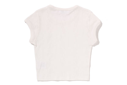 BAPE STA PATTERN JACQUARD APE HEAD ONE POINT CROPPED TEE