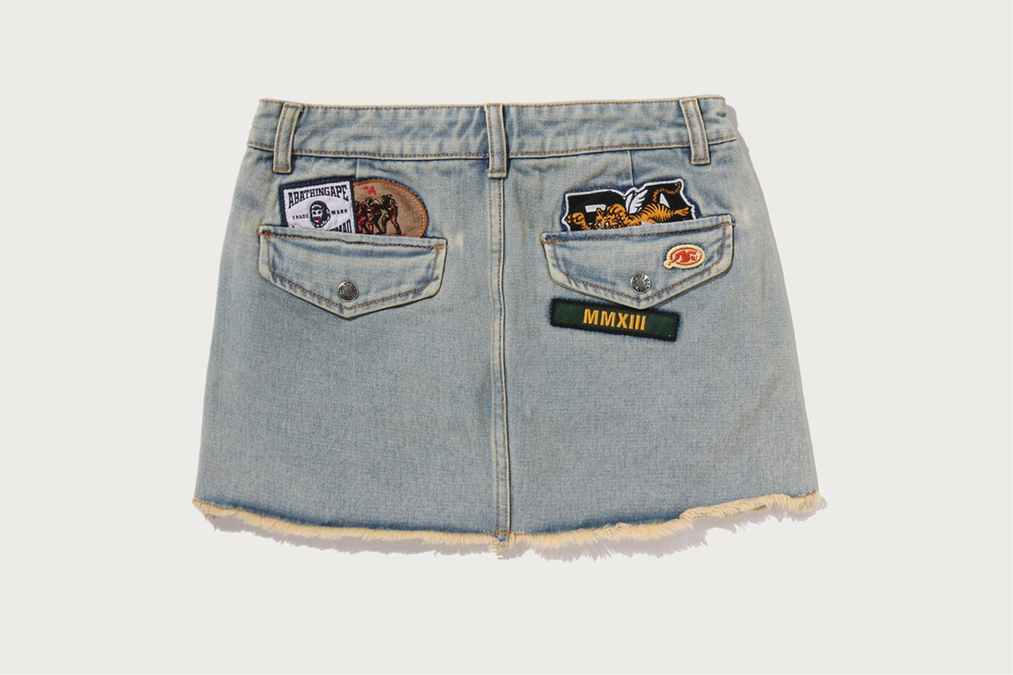 BAPE MULTI LOGO DENIM SKIRT