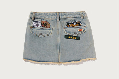 BAPE MULTI LOGO DENIM SKIRT