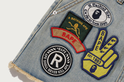 BAPE MULTI LOGO DENIM SKIRT