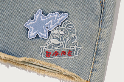 BAPE MULTI LOGO DENIM SKIRT