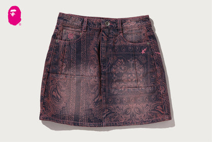 BAPE PAISLEY PATTERN DENIM SKIRT