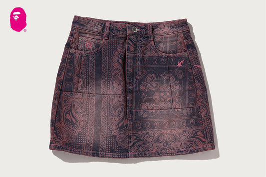 BAPE PAISLEY PATTERN DENIM SKIRT