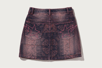BAPE PAISLEY PATTERN DENIM SKIRT