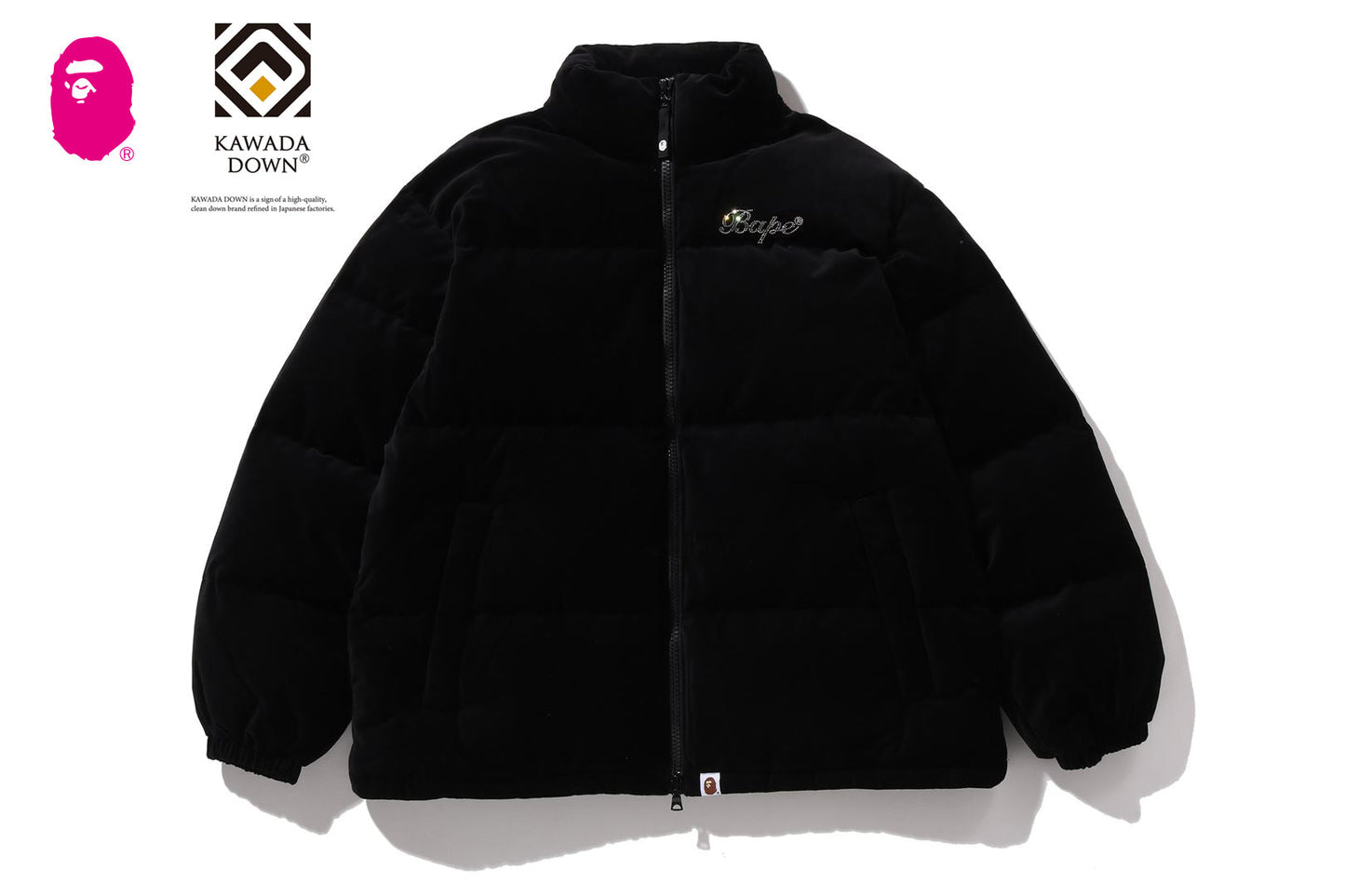 BAPE 水晶石標誌天鵝絨羽絨外套