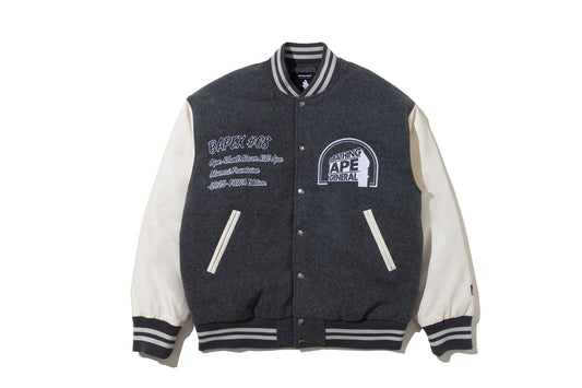 BAPE MULTI LOGO VARSITY DOWN JACKET