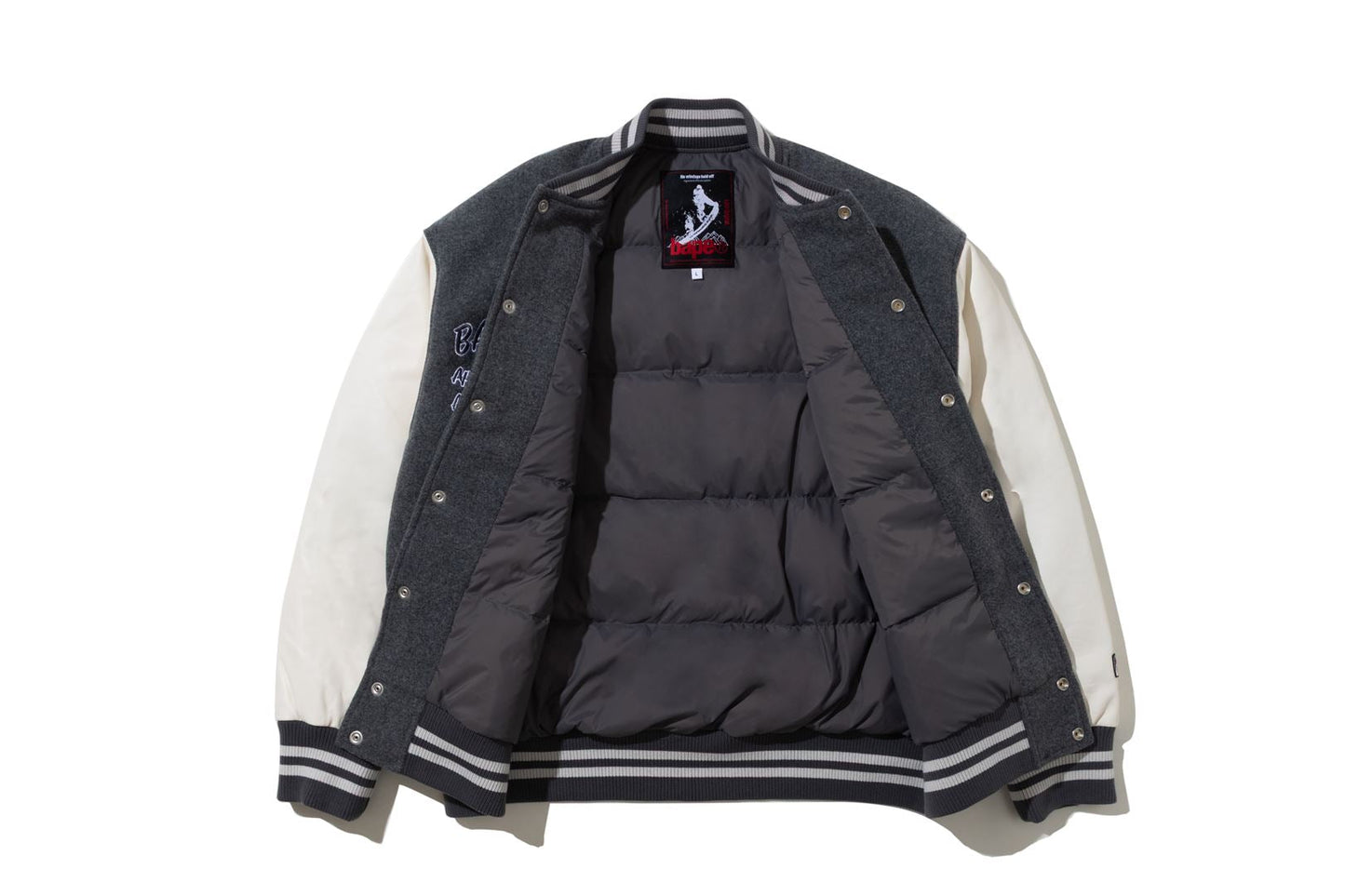 BAPE 【 BAPE BY KAZUKI KURAISHI 】MULTI LOGO VARSITY DOWN JACKET