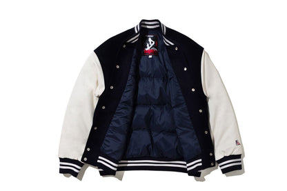 BAPE 【 BAPE BY KAZUKI KURAISHI 】MULTI LOGO VARSITY DOWN JACKET