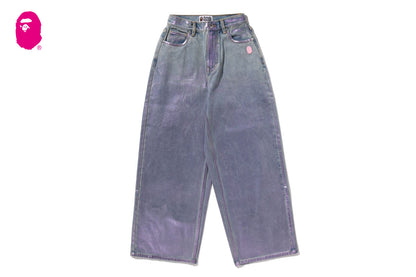 BAPE FOIL WASHED ONE POINT RELAXED FIT DENIM PANTS