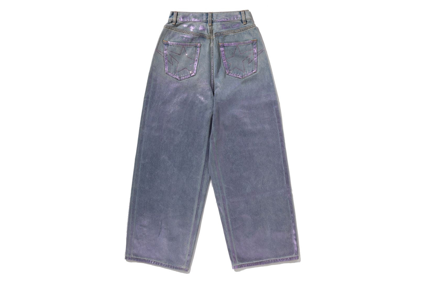 BAPE FOIL WASHED ONE POINT RELAXED FIT DENIM PANTS