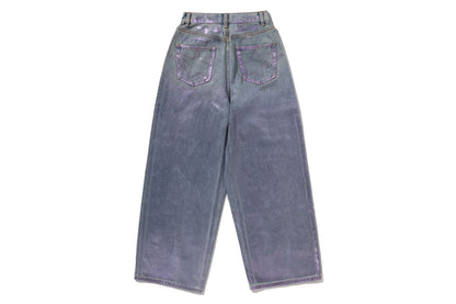 BAPE FOIL WASHED ONE POINT RELAXED FIT DENIM PANTS