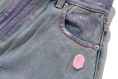 BAPE FOIL WASHED ONE POINT RELAXED FIT DENIM PANTS
