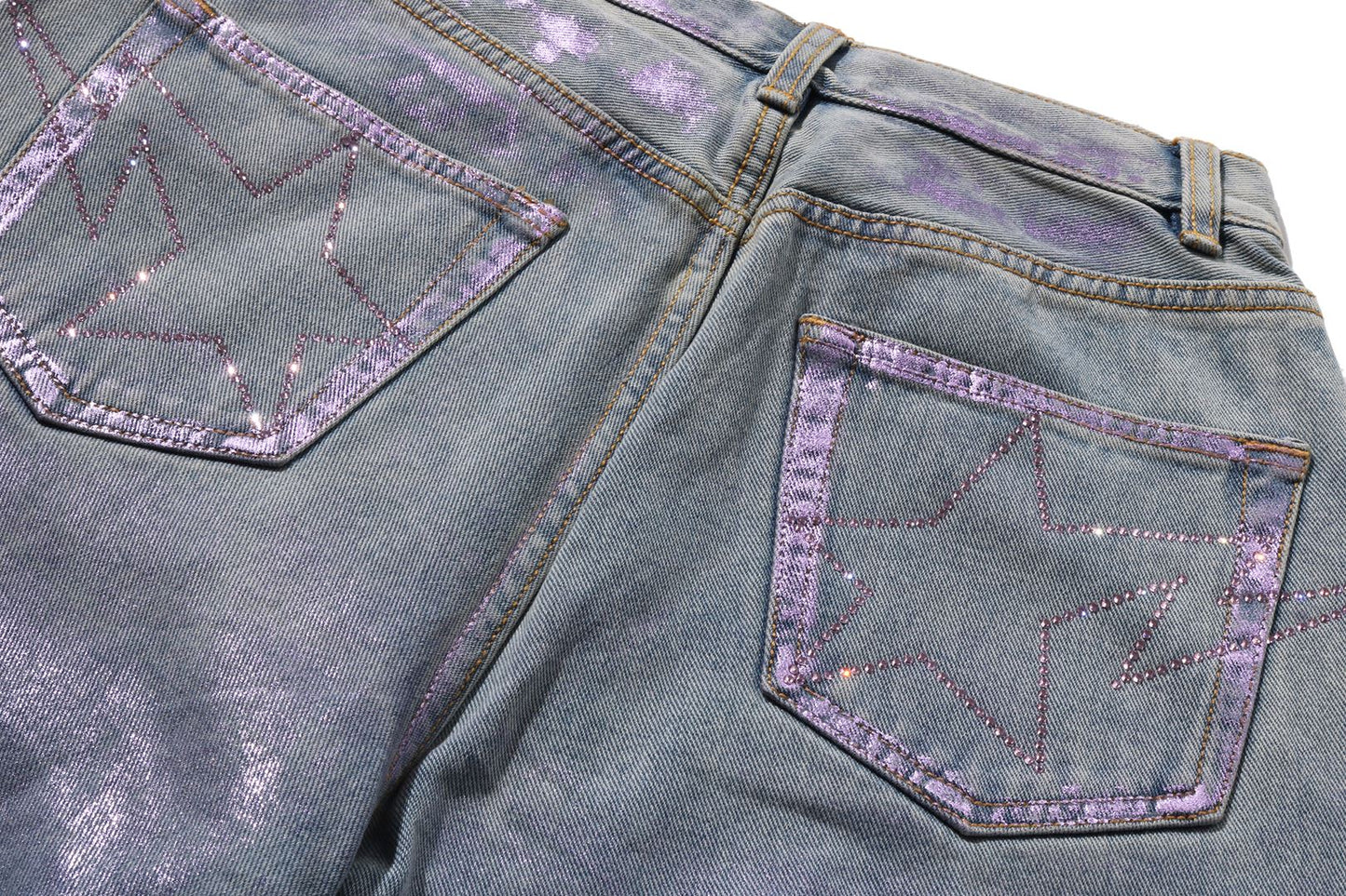 BAPE FOIL WASHED ONE POINT RELAXED FIT DENIM PANTS