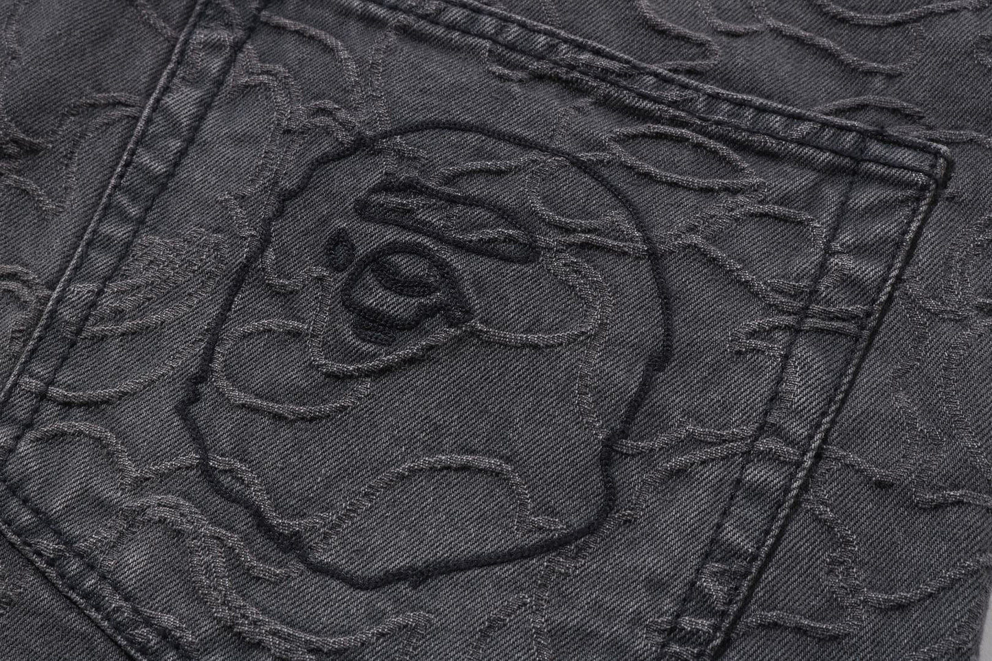 BAPE LINE CAMO JACQUARD RELAXED FIT DENIM PANTS