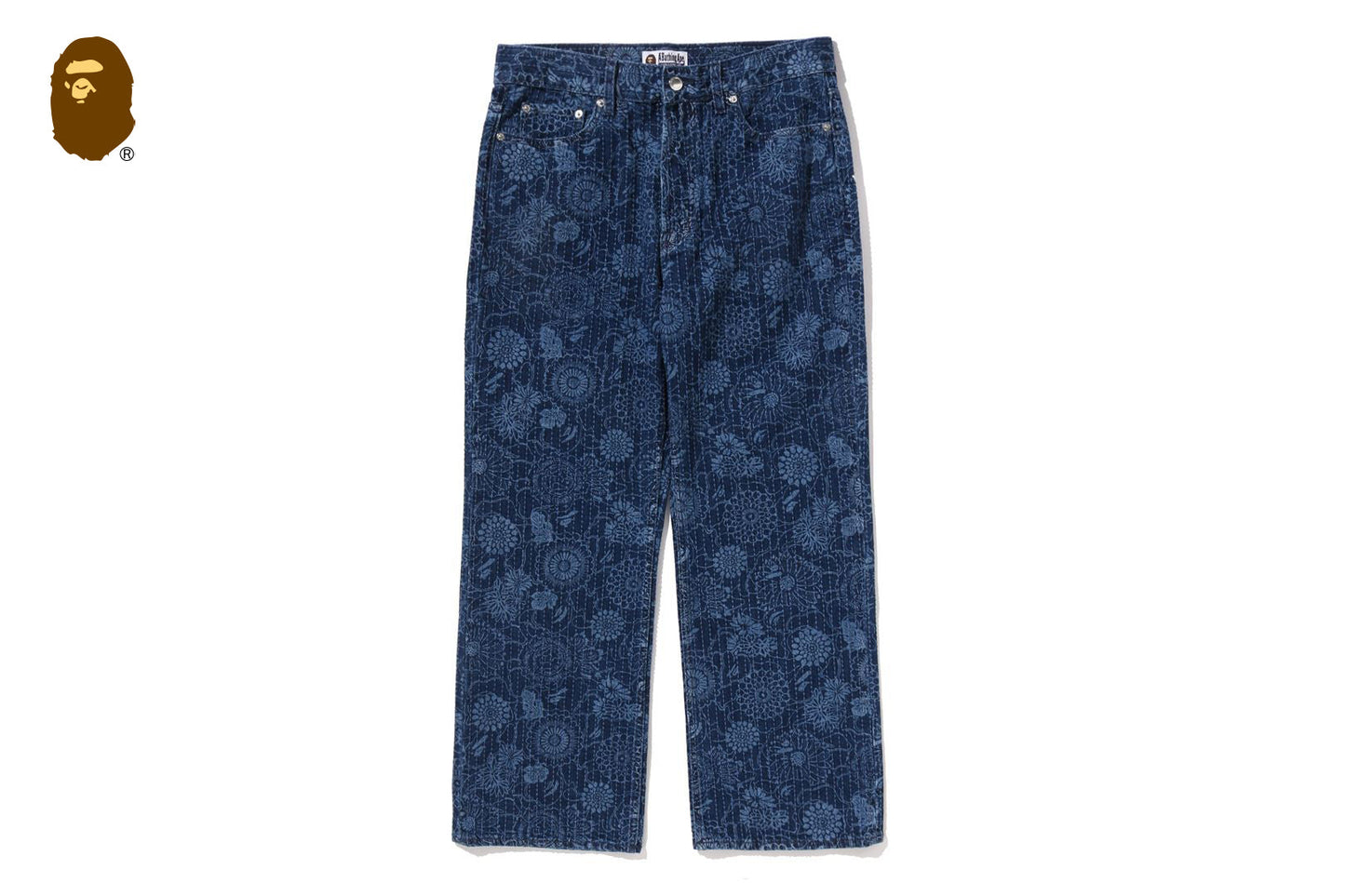 BAPE 日本靛藍藝術迷彩寬鬆版牛仔褲