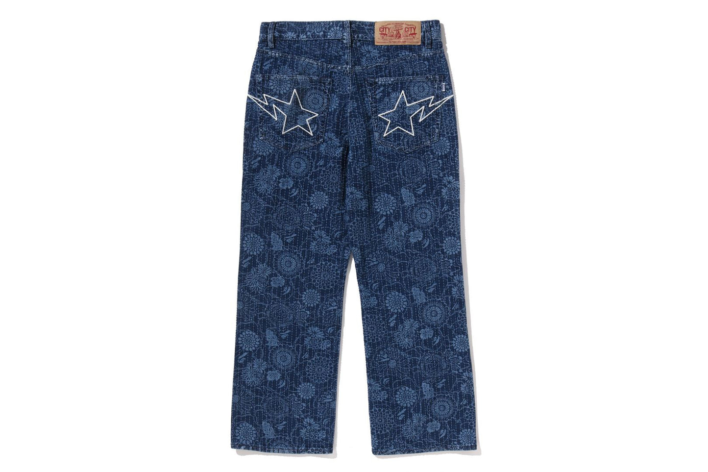 BAPE 日本靛藍藝術迷彩寬鬆版牛仔褲