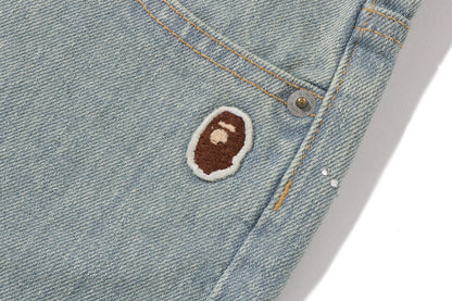 BAPE CRYSTAL STONE BAPE STA LOGO 寬鬆牛仔褲