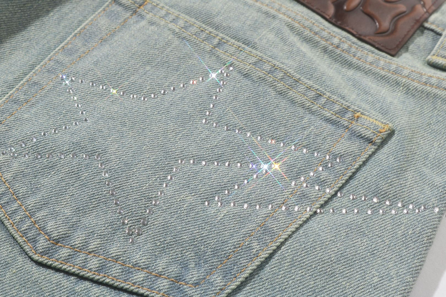 BAPE CRYSTAL STONE BAPE STA LOGO 寬鬆牛仔褲