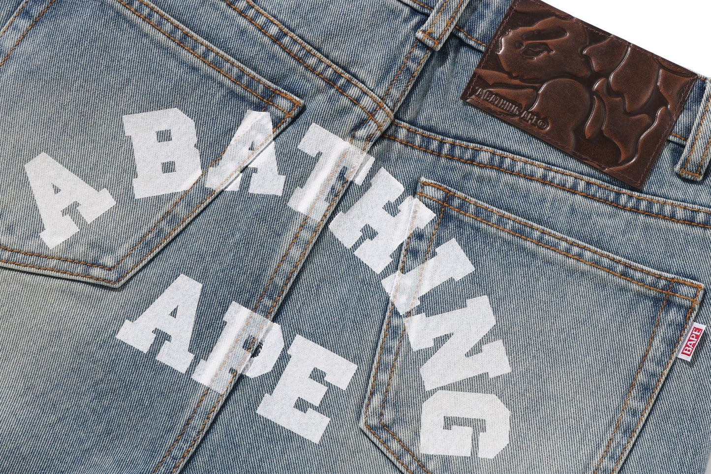BAPE A BATHING APE LOGO BOOTCUT DENIM PANTS