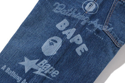 BAPE 多重圖形 10 盎司牛仔褲