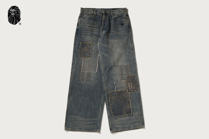 BAPE BAPE BLACK SASHIKO PATCHWORK JEANS