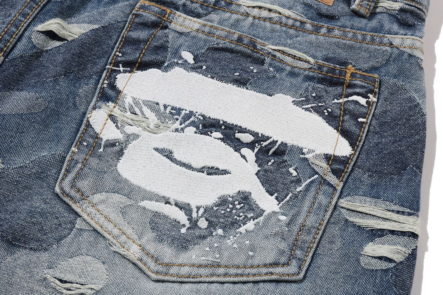 BAPE SOLID CAMO JACQUARD DENIM PANTS