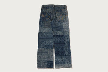 BAPE PAISLEY PATTERN DENIM FLARED PANTS